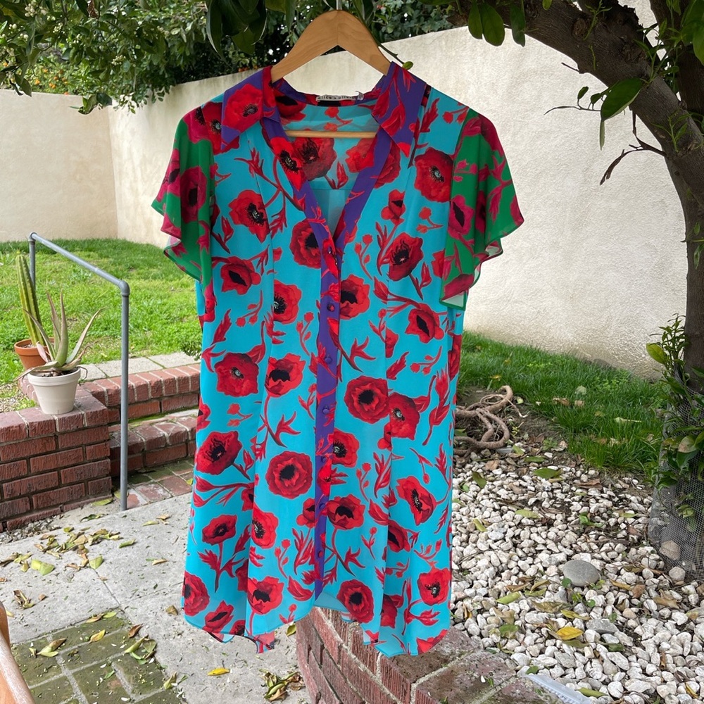 Alice + Olivia Poppy Garden Bluebird Dress